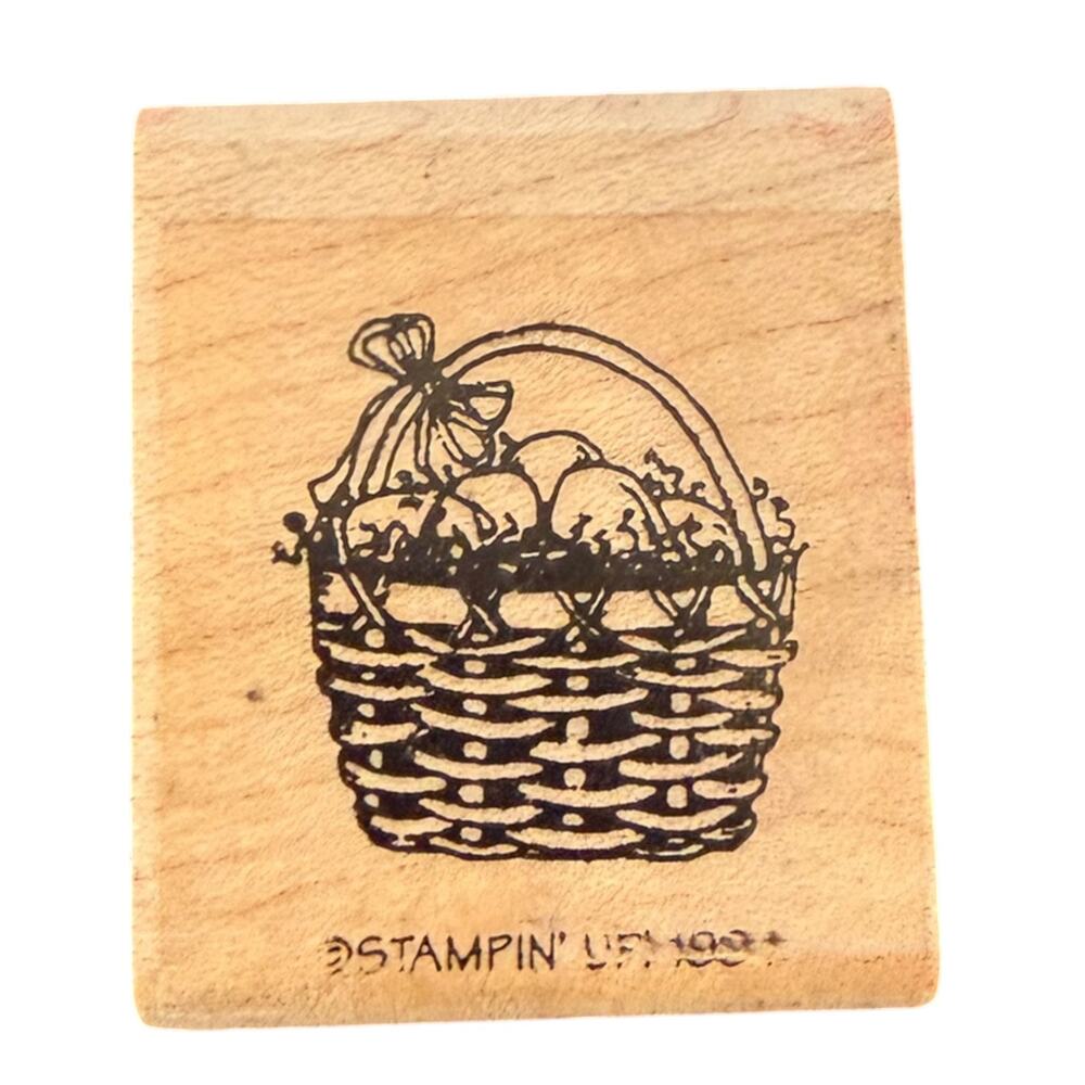 Stampin' Up! Vintage 1990's Easter Egg Basket Rubber Stamp